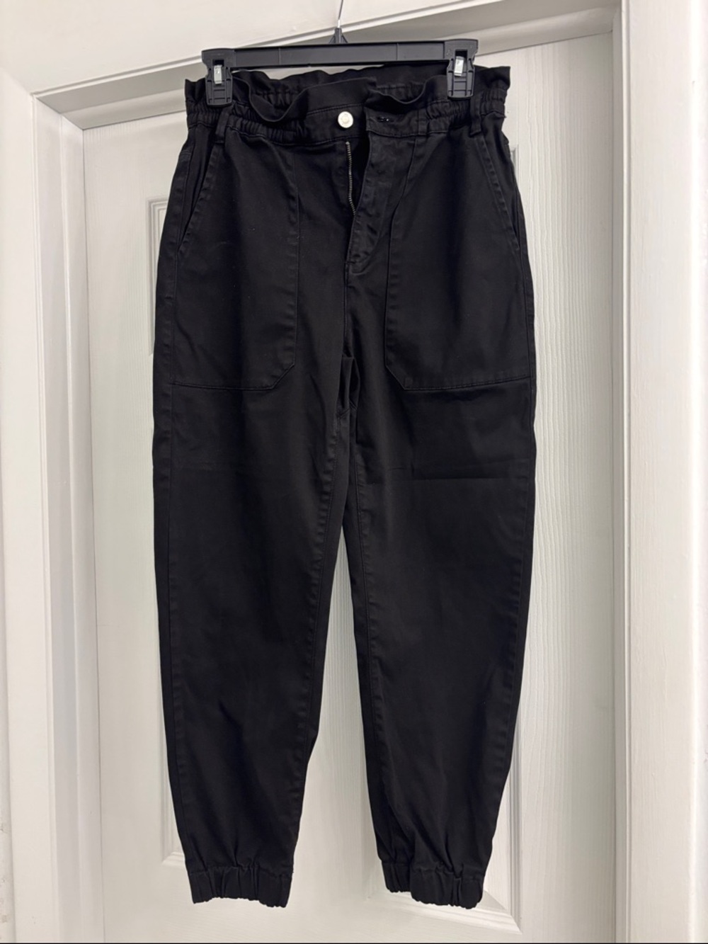 Zara High Wiested Black Elastic Cuff Cotton Jogger Pants Size 2